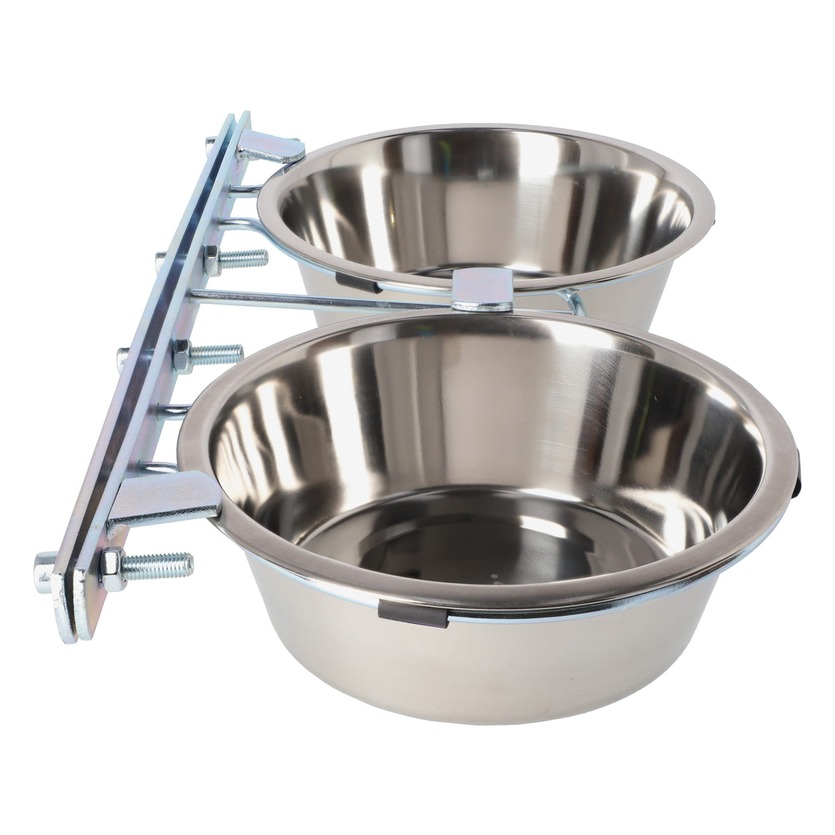 Set de hrănire pentru cușcă + 2 boluri metalice