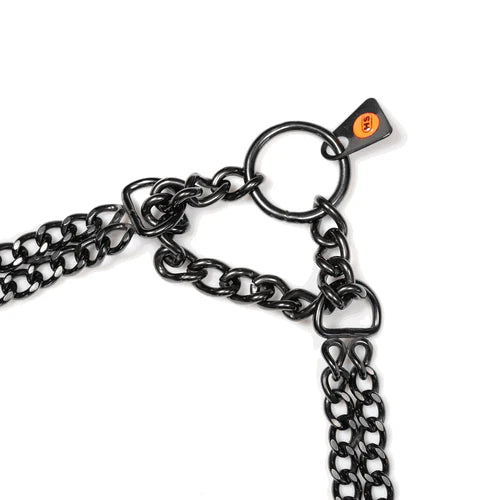 Kétsoros Martingale nyakörv, csiszolt lapos szemek – fekete rozsdamentes acél, 2,0 mm