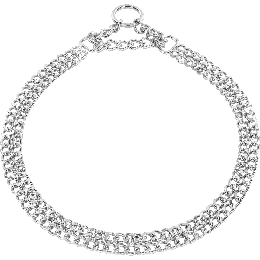 Martingale nyakörv dupla soros, polírozott lapos szemekkel – krómozott acél, 2,0 mm