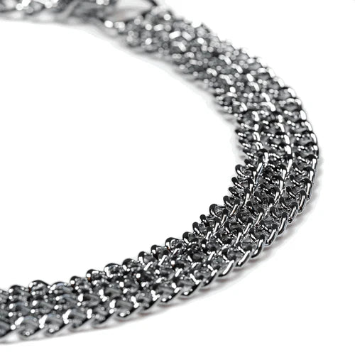 Háromsoros Martingale nyakörv, csiszolt lapos szemek – krómozott acél, 2,0 mm