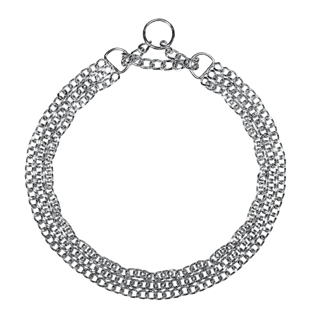 Háromsoros Martingale nyakörv, csiszolt lapos szemek – krómozott acél, 2,0 mm