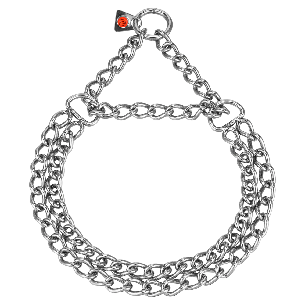 Kétsoros Martingale nyakörv, csiszolt lapos szemek – rozsdamentes acél, 3,0 mm