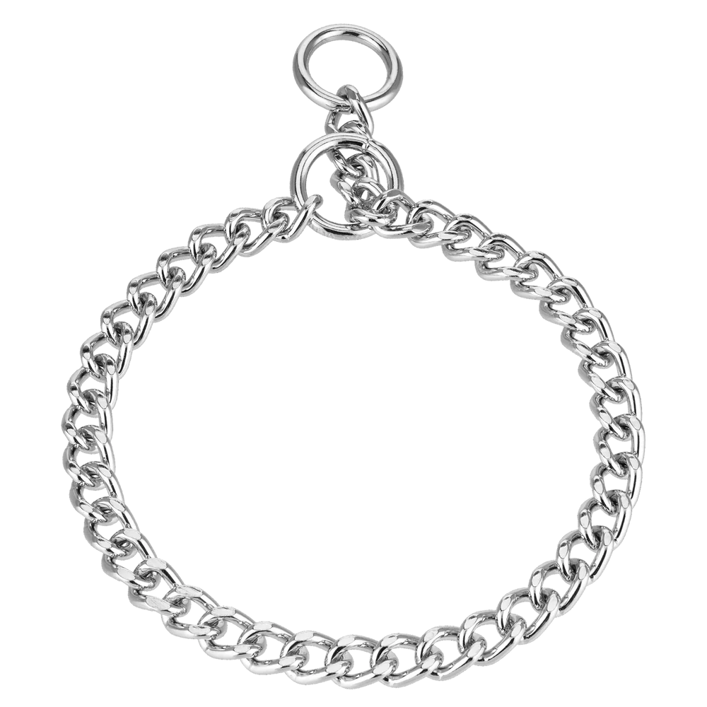 Sprenger kiképző nyakörv kutyáknak keskeny, polírozott lapos, krómozott acélszemekkel, 4,0 mm