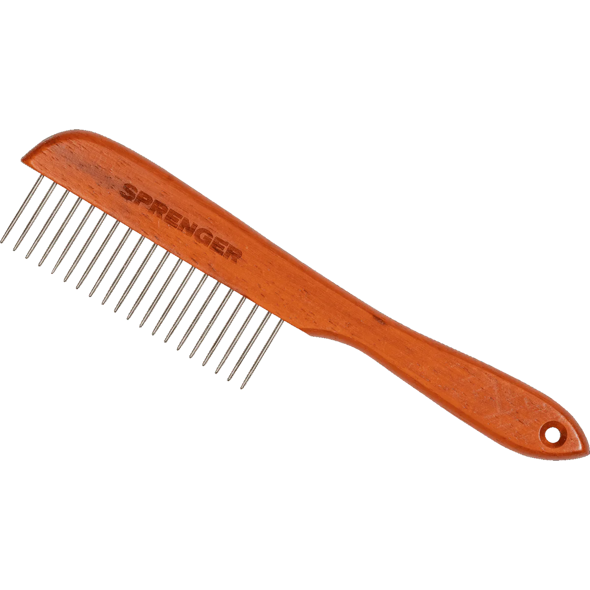 Kutyafésű, keskeny nyéllel – hajlítással rögzített, 30 mm-es fémfogakkal, 230 x 25 mm