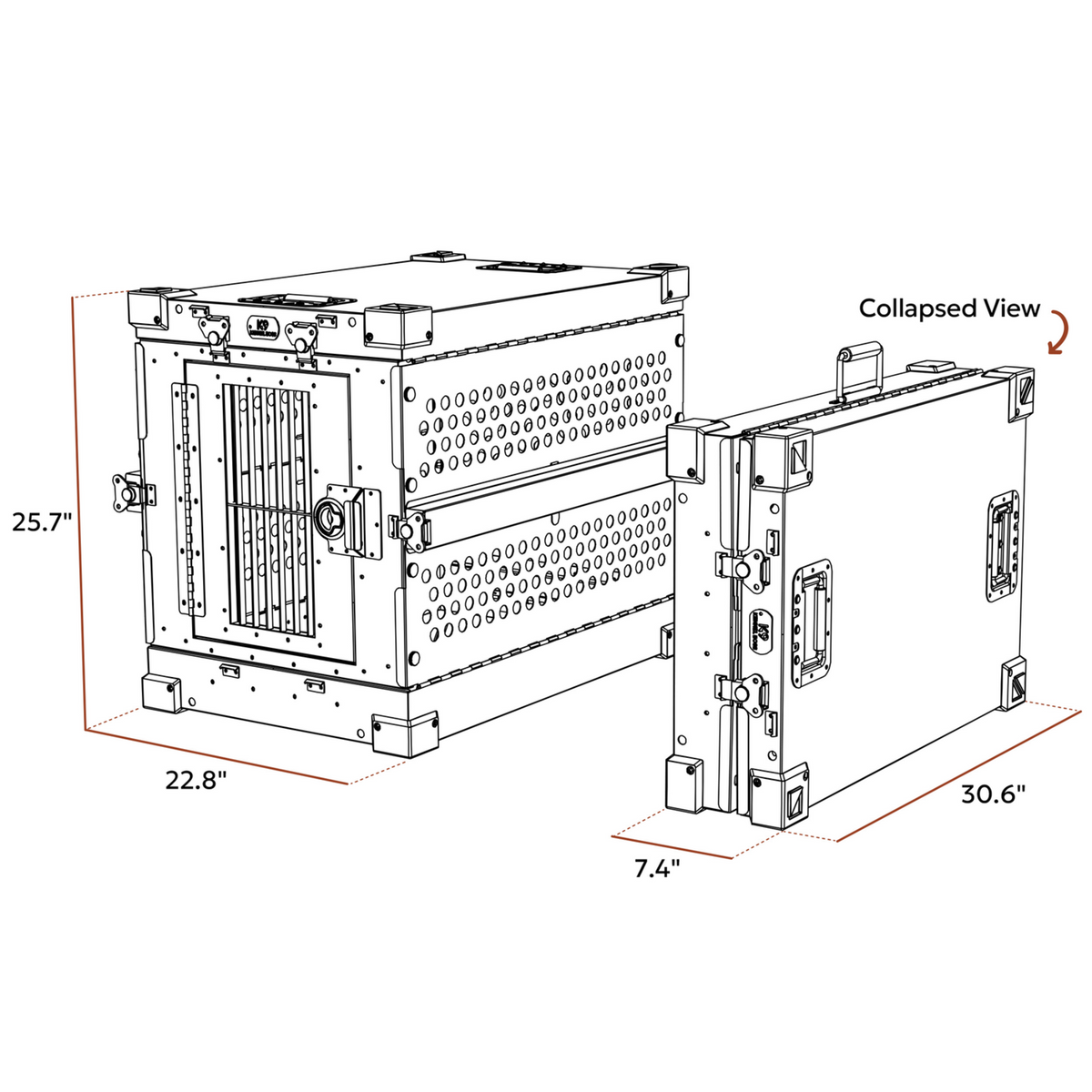 Cușcă pliabilă din aluminiu pentru câini K9 Kennel Boss