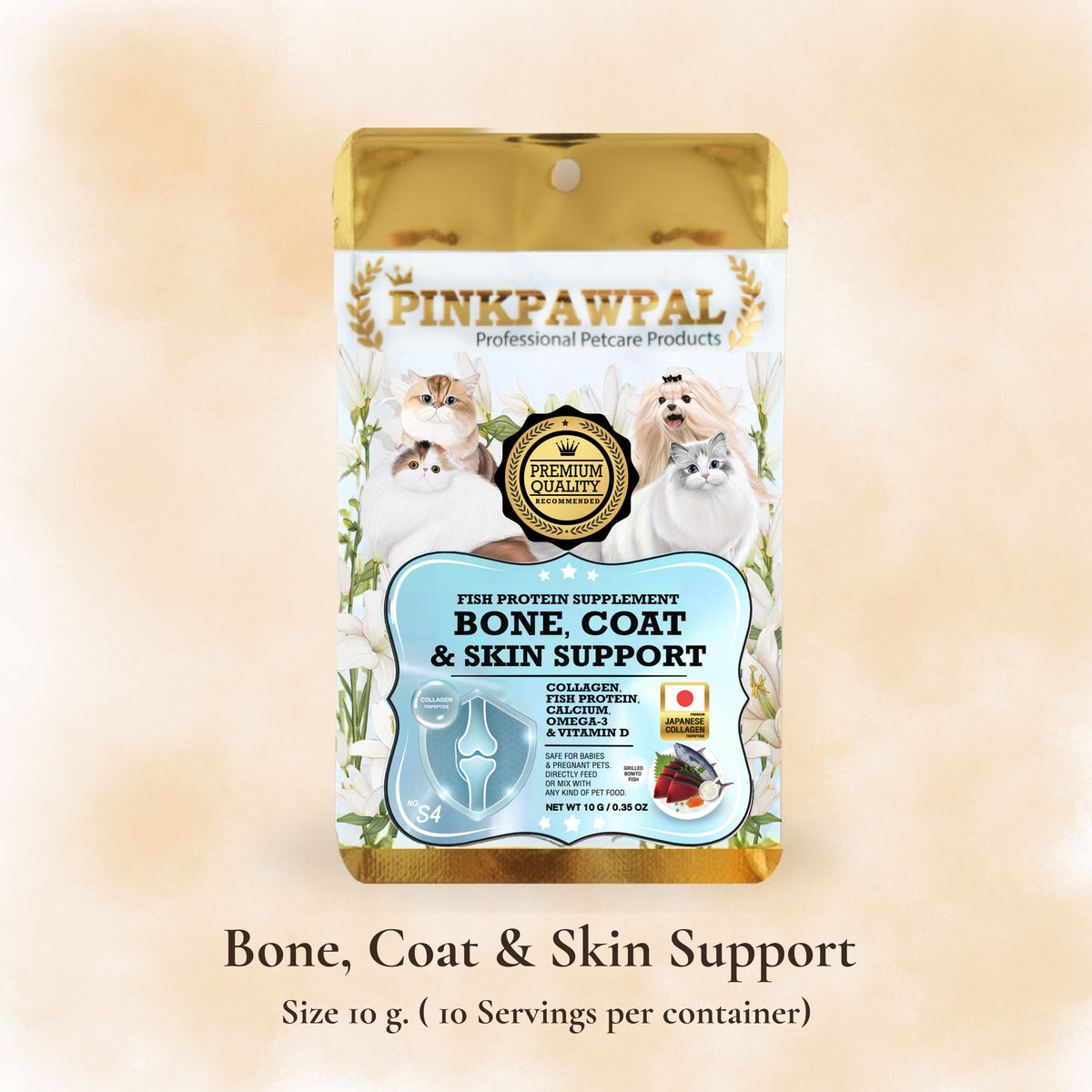 Bone Coat & Skin Support – Csontokat, szőrzetet és bőrt támogató táplálékkiegészítő macskák és kistestű kölyökkutyák számára