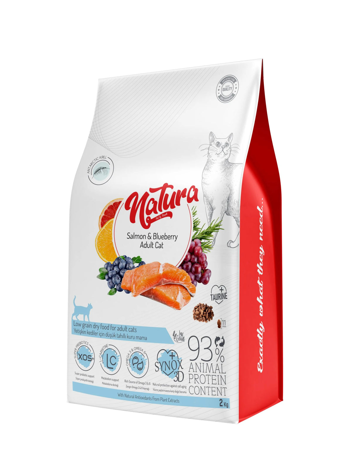 Natura Low Grain Adult száraz macskatáp lazaccal és áfonyával, 2 Kg