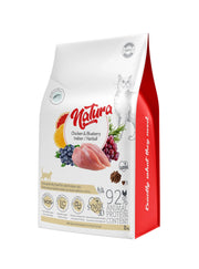 Natura Low Grain Indoor száraz macskatáp csirkével és áfonyával – Hairbal Cat Food, 2,25 Kg