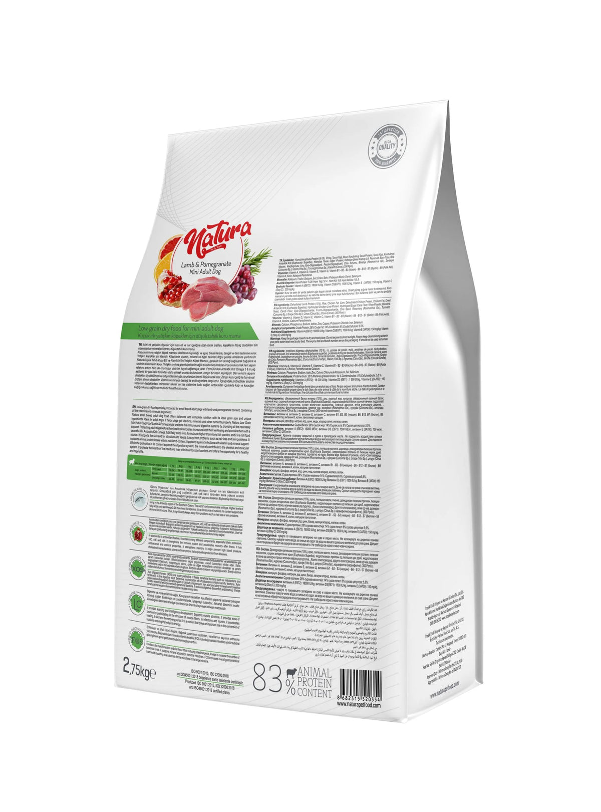 Natura Low Grain Mini Adult (kistestű kutyáknak) báránnyal és gránátalmával – 2.75 Kg