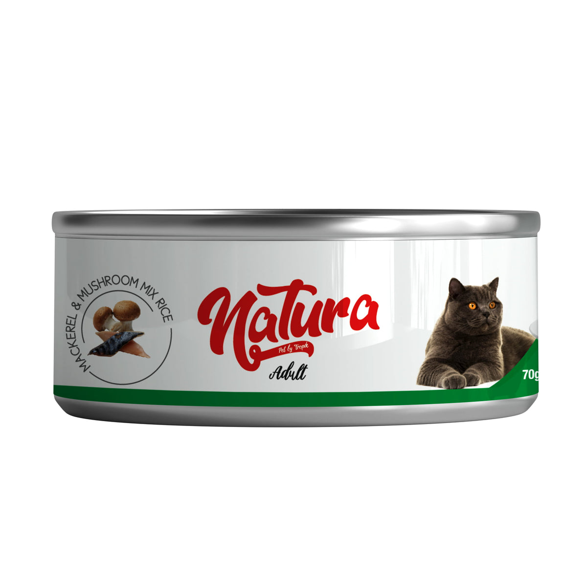 Natura makrélás és gombás konzerv macskáknak, szószban, 70 gr