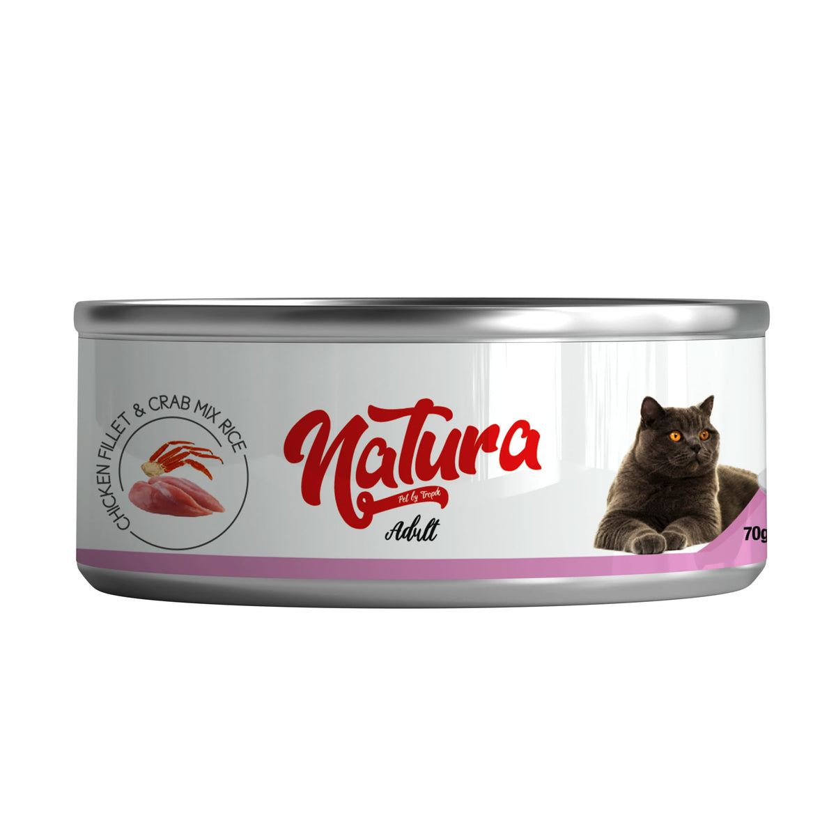 Natura csirkefilé- és rákhús-keverékes macskakonzerv zselében, 70 gr