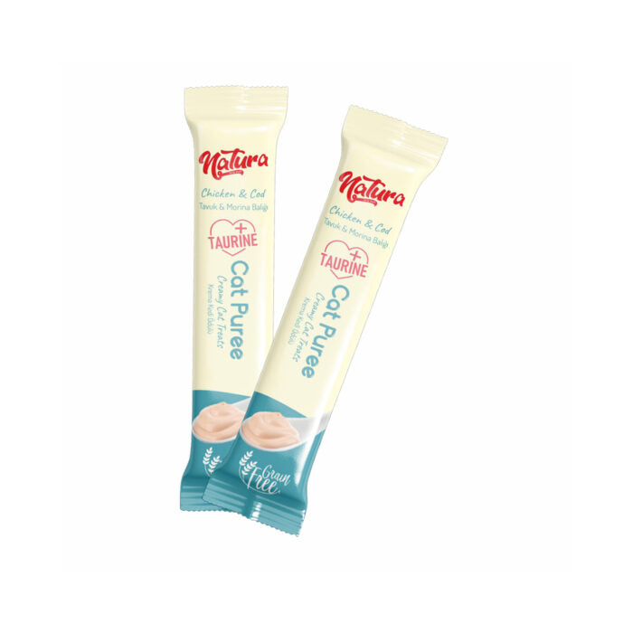 Natura Cat csirkés és tőkehalas püré 5 × 12 g