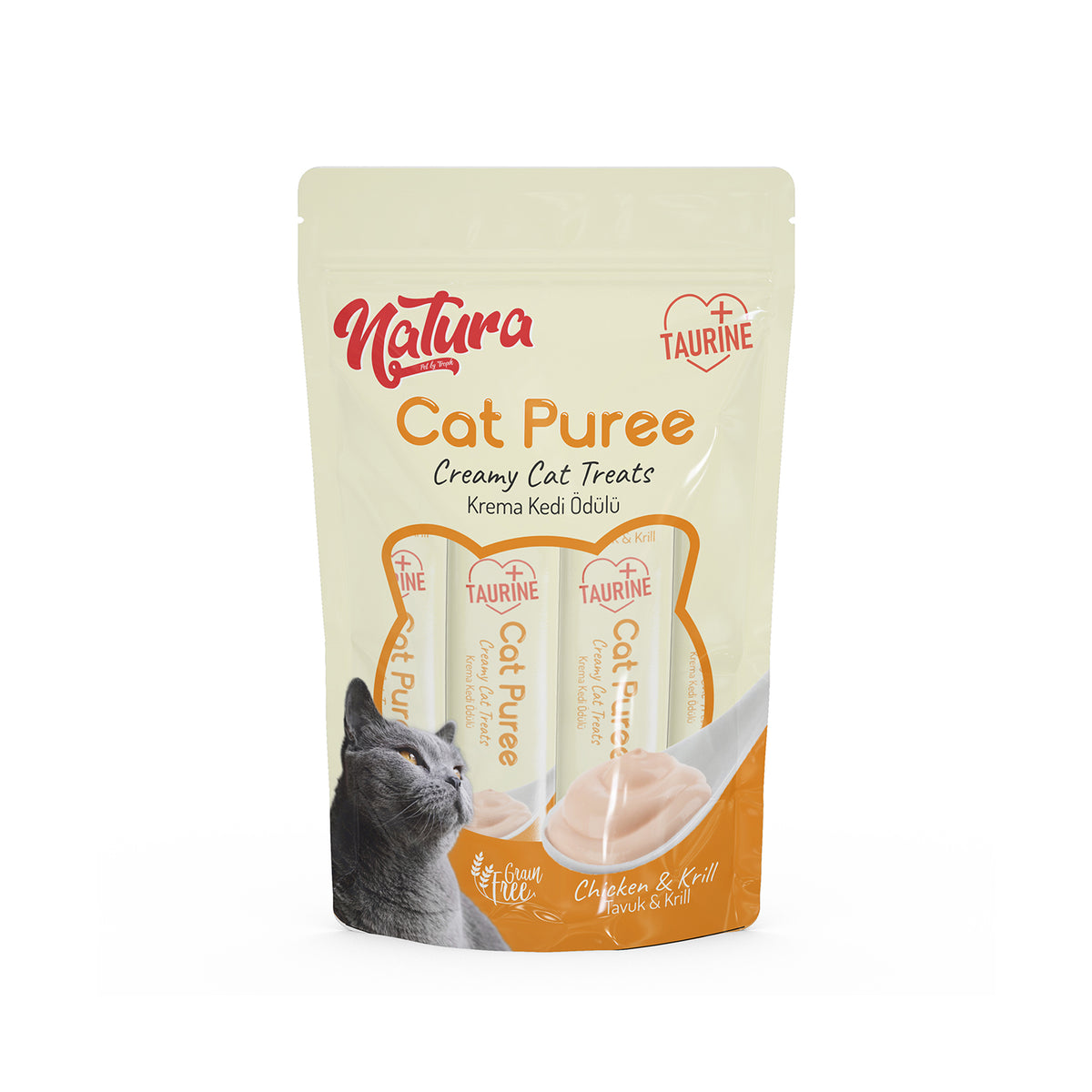 Natura Cat csirkés és krilles püré 5 × 12 g