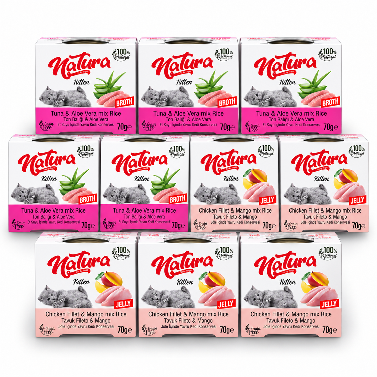 Natura nedves macskaeledel csirkefilével és tonhallal, zselében, 70 g