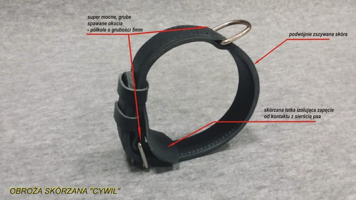 Dingo Gear CYWIL – Fekete valódi bőr nyakörv