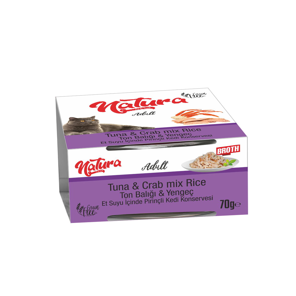 Natura tonhal- és rákhús-keverékes macskakonzerv szószban, 70 gr