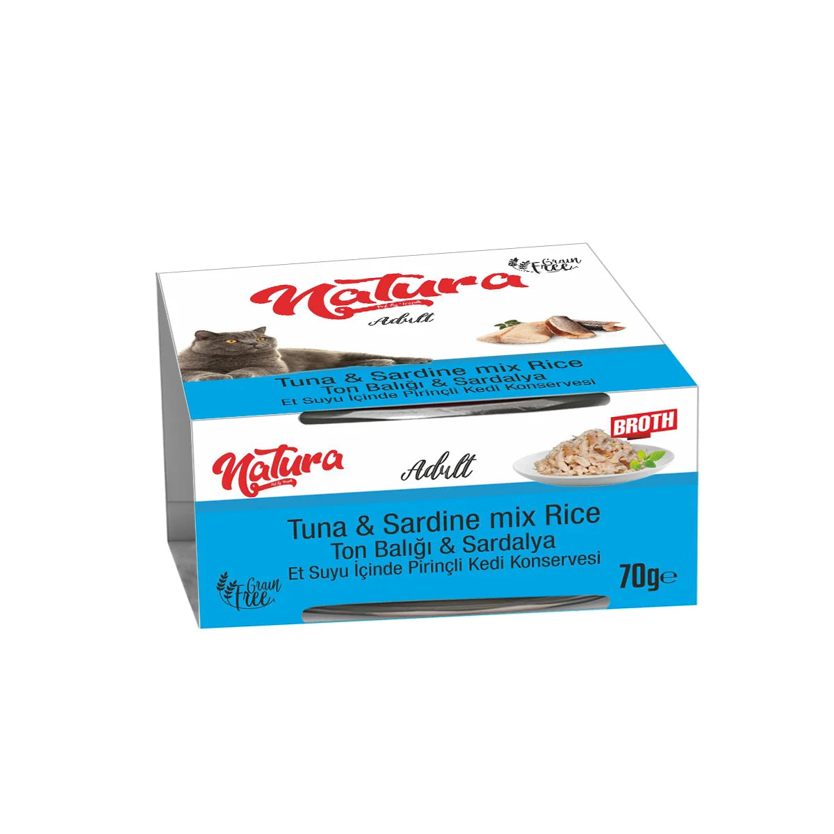Natura tonhalas és szardíniás konzerv macskáknak, szószban, 70 gr