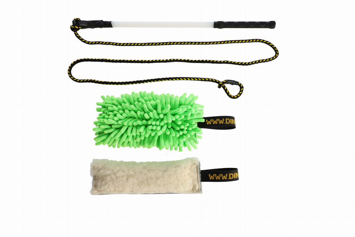 130 cm-es zsinóros kutyás bot cserélhető fejekkel: zöld mop + sípos gyapjú